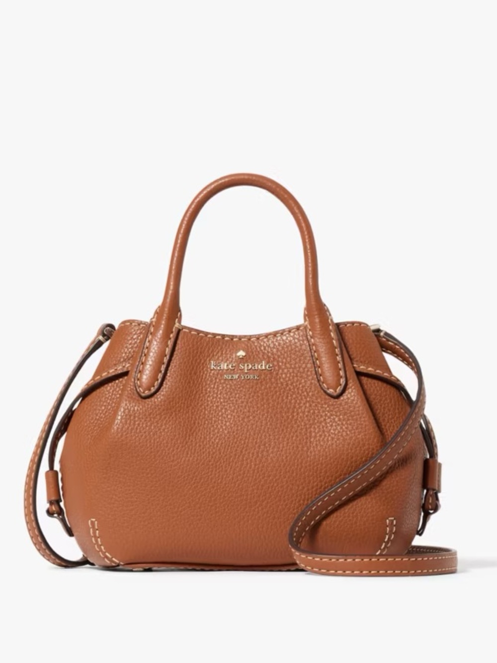 Kate Spade Dumpling Mini Satchel in Warm Gingerbread Leather Crossbody Like New!